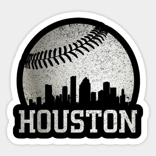 Vintage Houston Texas Skyline Baseball Sticker by Hong Lien 